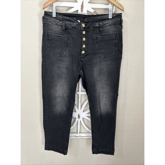 Pilcro Denim - Pilcro Anthropologie SIZE 31 Button Fly Black High Rise Slim Jeans *J160
